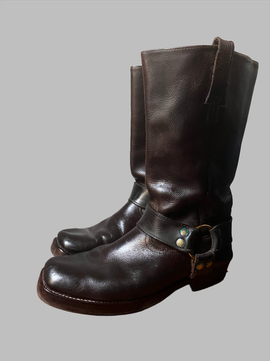 Vintage 00s Biker Boots in Brown Size Eu 42