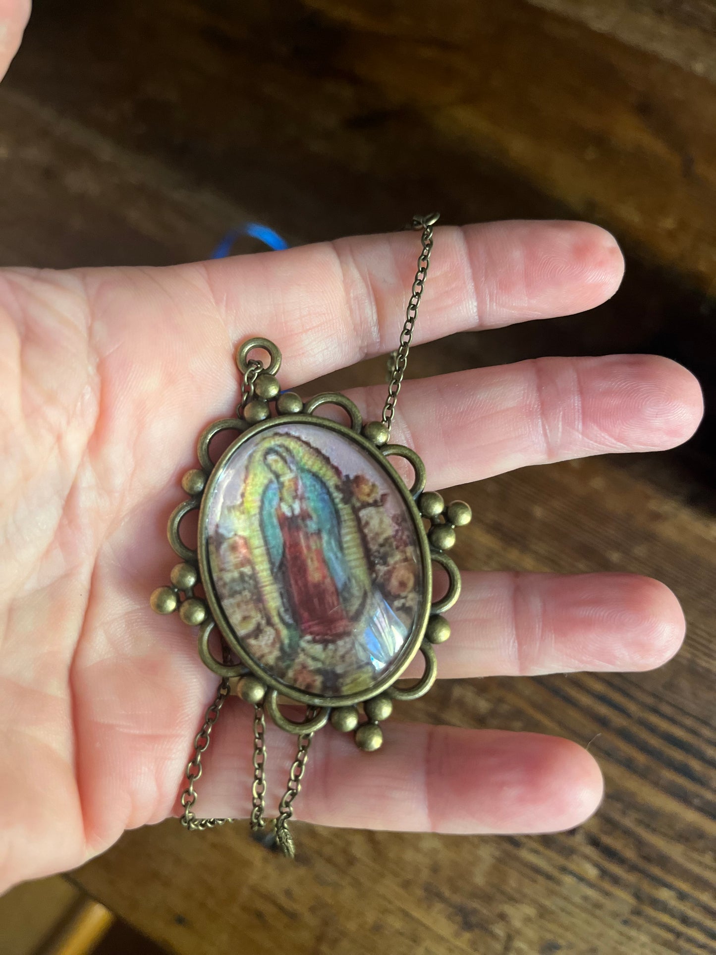 Vintage 00s Grunge Necklace Virgin Mary big pendant