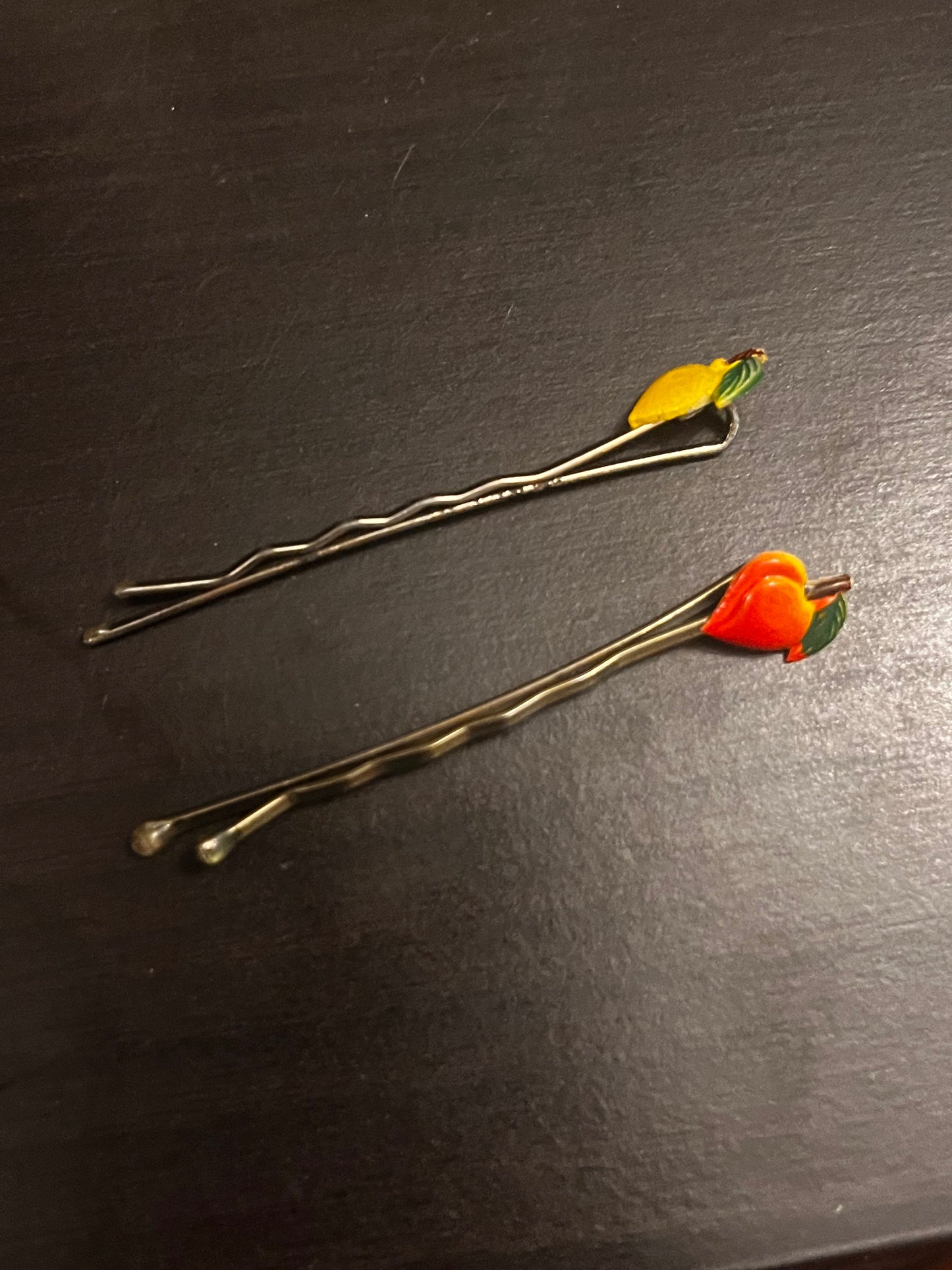 Vintage 80s Hairpins Fruit Hair Clips